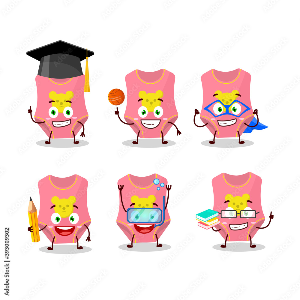School student of baby swimsuit cartoon character with various expressions School student of baby swimsuit cartoon character with various expressions
