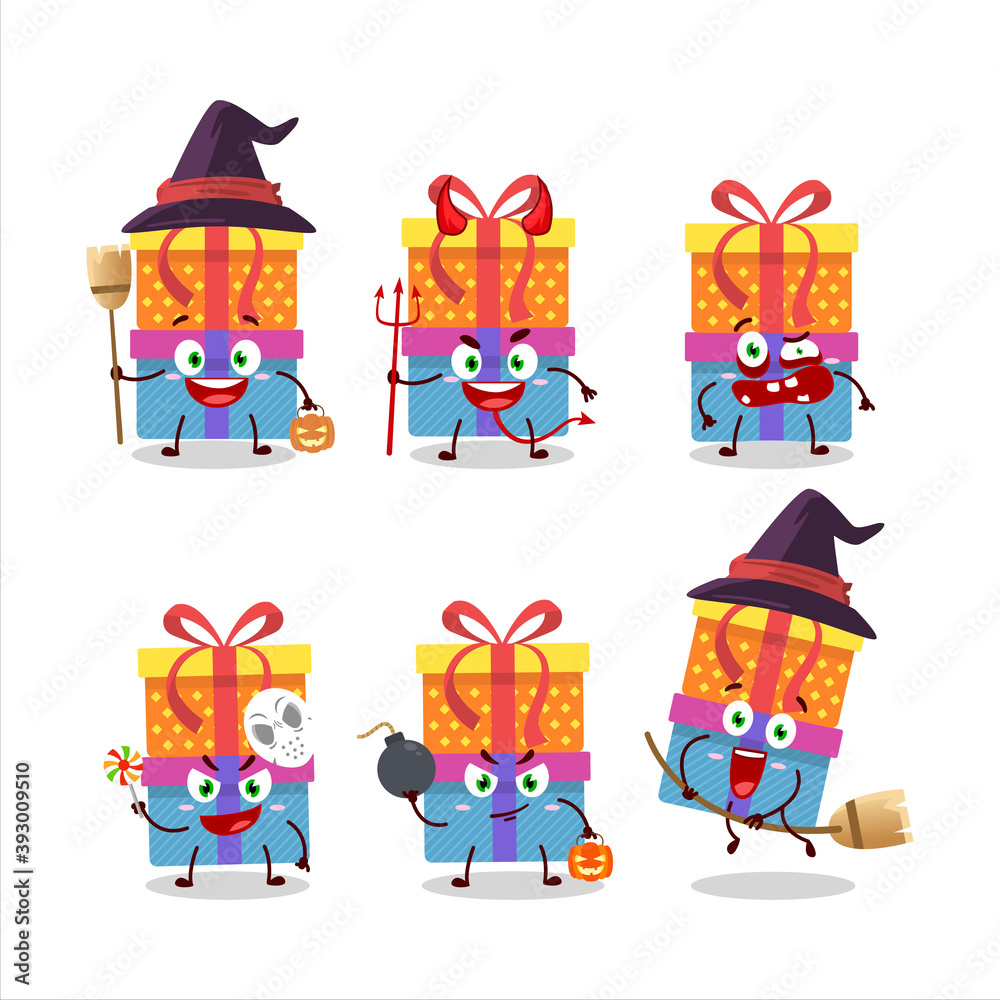 Halloween expression emoticons with cartoon character of double box gift Halloween expression emoticons with cartoon character of double box gift