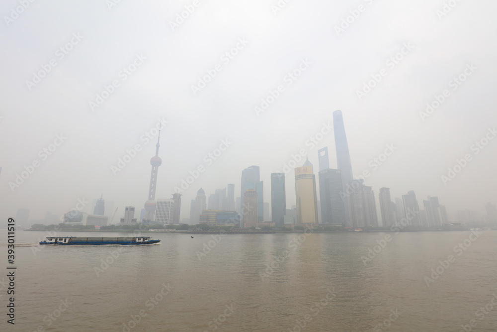 Shanghai Bund in Haze, Shanghai City, China Shanghai Bund in Haze, Shanghai City, China