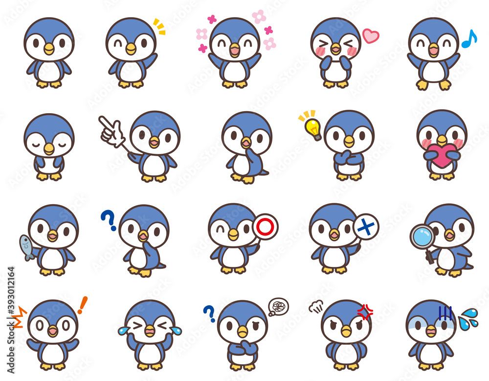 ペンギンのかわいいキャラクターセット-Cute penguins character ペンギンのかわいいキャラクターセット-Cute penguins character