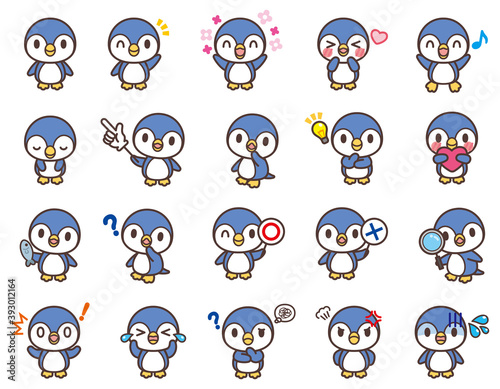 ペンギンのかわいいキャラクターセット-Cute penguins character © natsumi