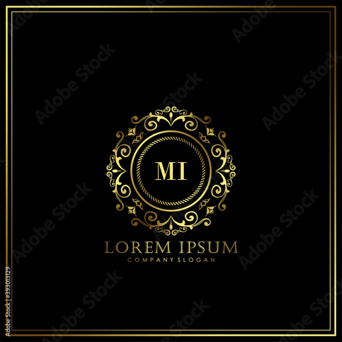 MI Initial Letter Luxury Logo template in vector art for Restaurant, Royalty, Boutique, Cafe, Hotel, Heraldic, Jewelry, Fashion and other vector illustration