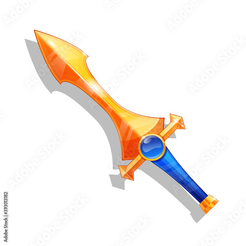 Fantasy  game sword Cartoon isolated. Vector illustration.
