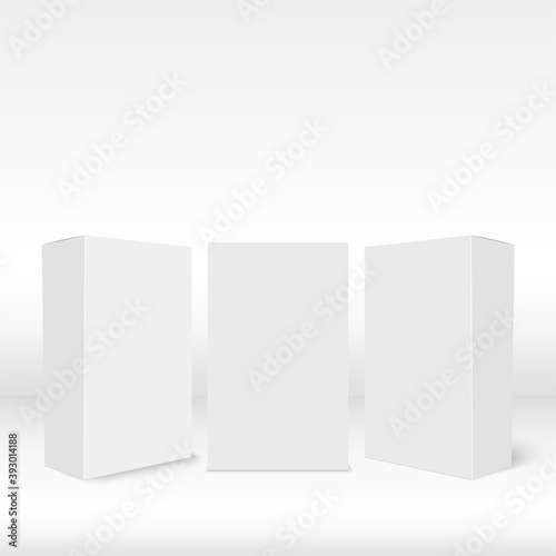 Set of various 3D blank package boxes. Vector. © Azad Mammedli