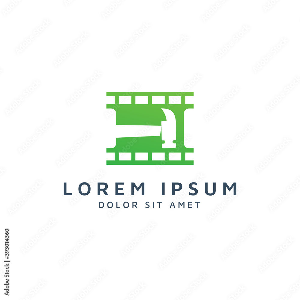 movie and hammer negative space logo design movie and hammer negative space logo design