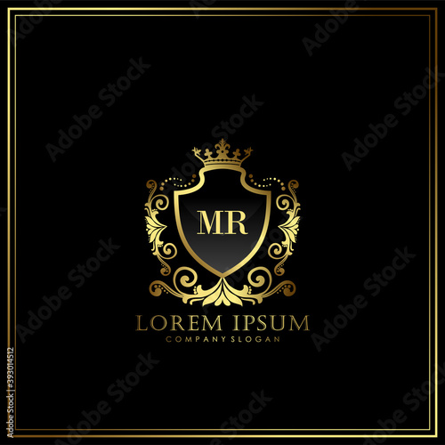 MR Initial Letter Luxury Logo template in vector art for Restaurant, Royalty, Boutique, Cafe, Hotel, Heraldic, Jewelry, Fashion and other vector illustration