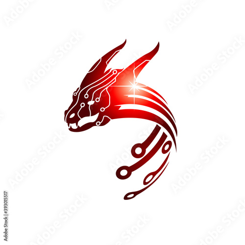 modern digital tech dragon electronic circuit vector icon