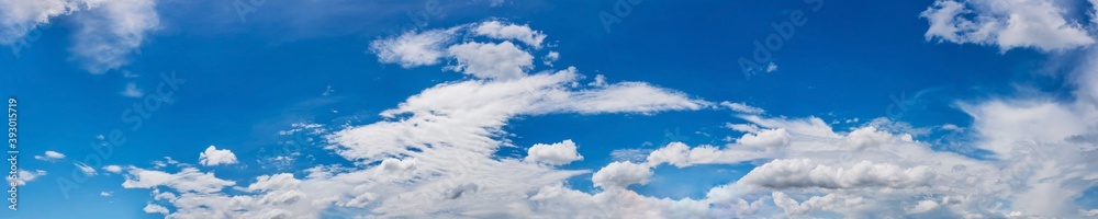 Blue sky panorama with cloud on a sunny day. Beautiful 180 degree panoramic image. Blue sky panorama with cloud on a sunny day. Beautiful 180 degree panoramic image.