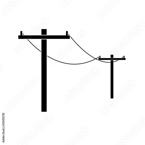 high voltage power lines on white background