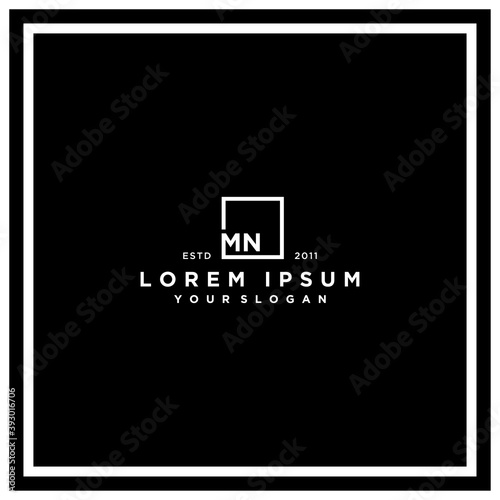 letter MN square logo design vector