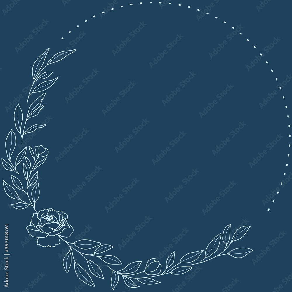 Floral Wreath branch in hand drawn style. Floral round blue and sky-blue frame of twigs, leaves and flowers. Frames for the Valentine's day, wedding decor, logo and identity template. Floral Wreath branch in hand drawn style. Floral round blue and sky-blue frame of twigs, leaves and flowers. Frames for the Valentine's day, wedding decor, logo and identity template.