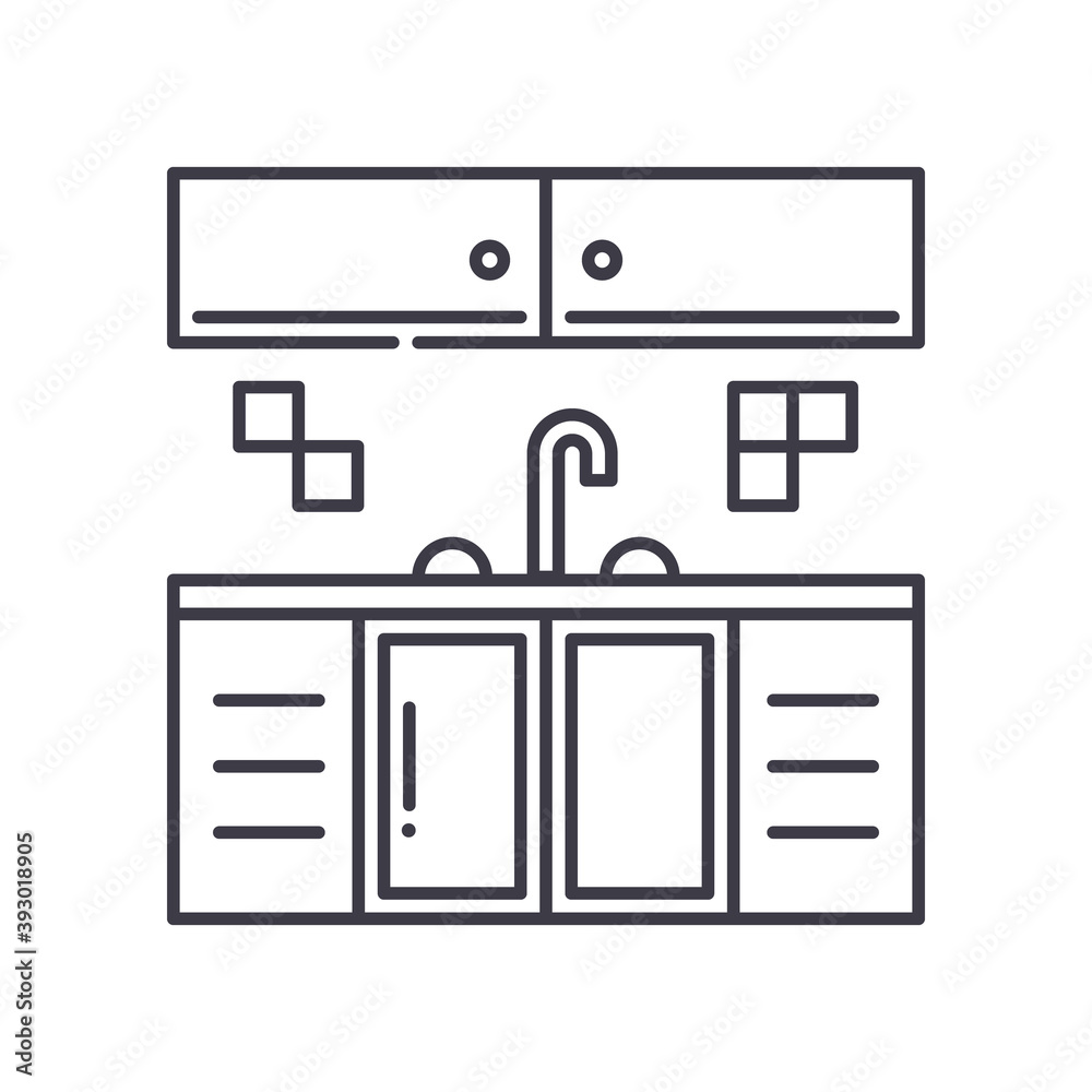 Kitchen icon, linear isolated illustration, thin line vector, web design sign, outline concept symbol with editable stroke on white background. Kitchen icon, linear isolated illustration, thin line vector, web design sign, outline concept symbol with editable stroke on white background.