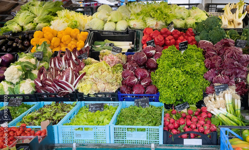 Display with fresh vegetables.