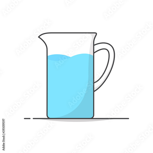 Glass Jug Of Water Vector Icon Illustration. Pitcher With Water Flat Icon