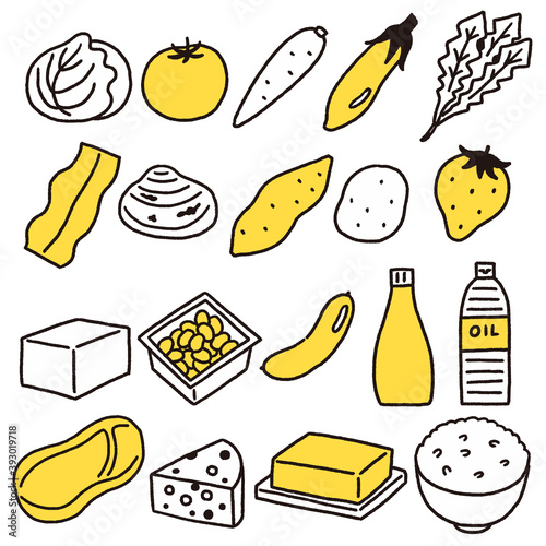 食材の手描き風アイコンセット