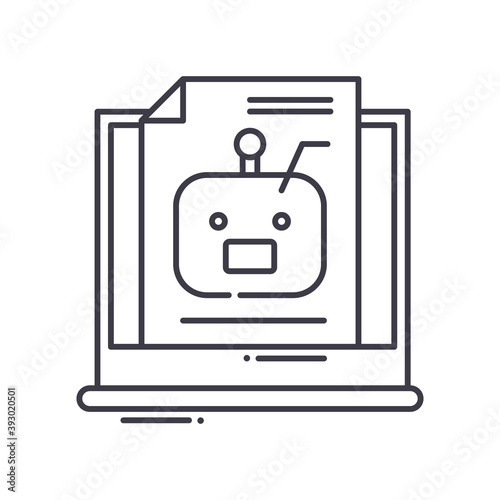 Robotic scripts icon, linear isolated illustration, thin line vector, web design sign, outline concept symbol with editable stroke on white background.