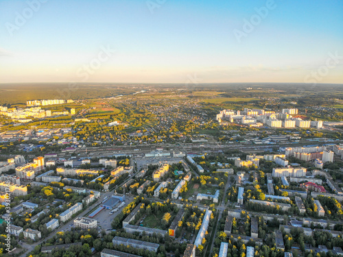 Aerial view of the city at sunset  Kirov  Russia 