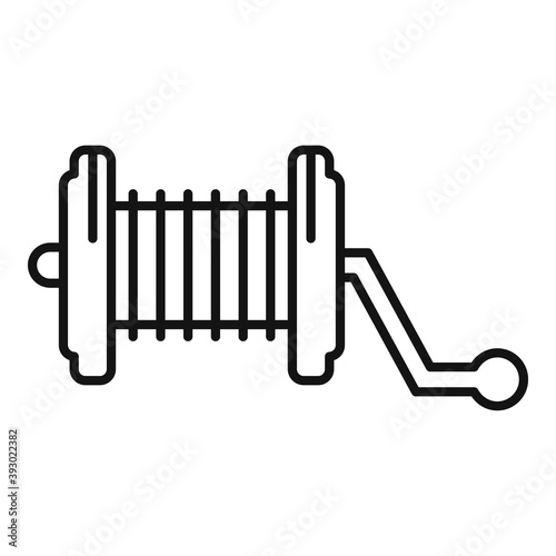 Spinning fishing reel icon. Outline spinning fishing reel vector icon for web design isolated on white background