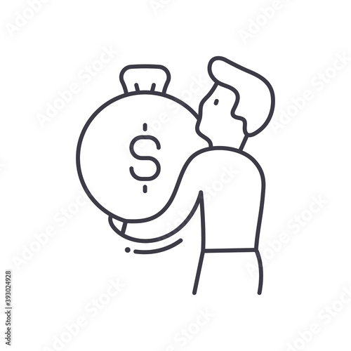 Rich man icon, linear isolated illustration, thin line vector, web design sign, outline concept symbol with editable stroke on white background.