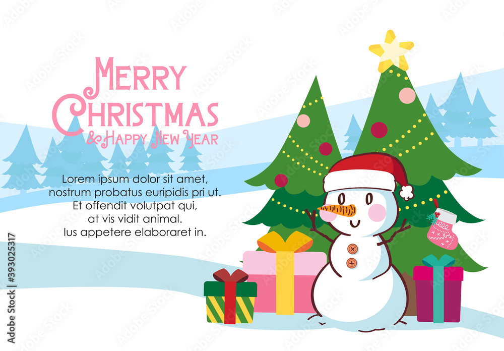 Merry Christmas Santa Claus Gift Box Drawing Cartoon Illustration Vector