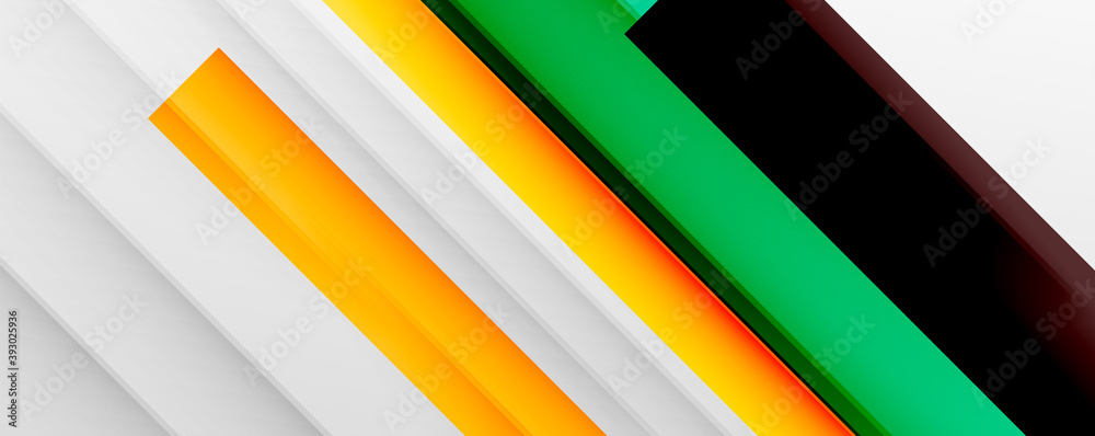 Geometric abstract backgrounds with shadow lines, modern forms, rectangles, squares and fluid gradients. Bright colorful stripes cool backdrops