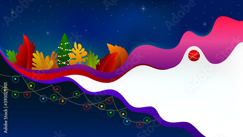 Season greeting abstract background, festival decorative ornament on blue background with white copy space in the front
