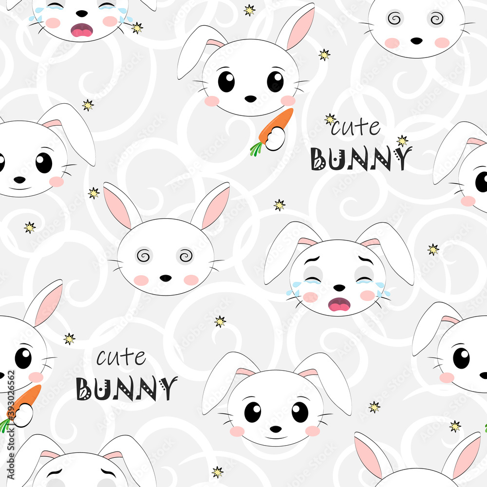 Vector seamless background with a Bunny for children's design.