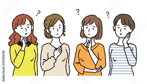 疑問を持つ複数の女性