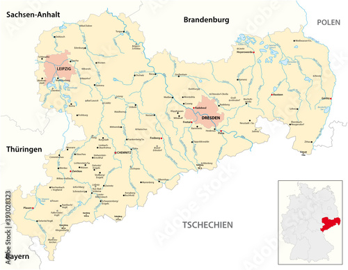 vector map of the Free State of Saxony, Germany