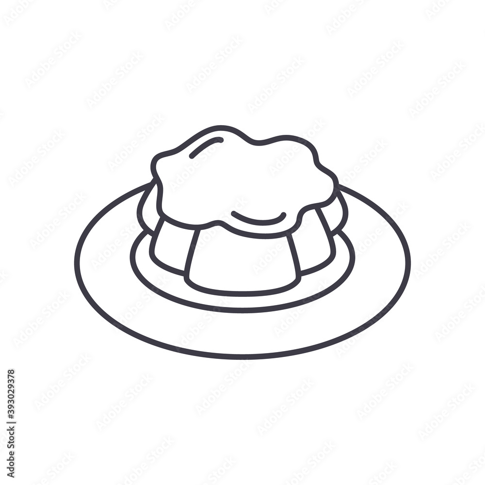 Pudding icon, linear isolated illustration, thin line vector, web design sign, outline concept symbol with editable stroke on white background. Pudding icon, linear isolated illustration, thin line vector, web design sign, outline concept symbol with editable stroke on white background.