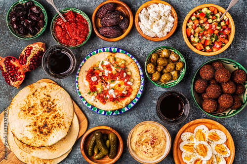 Traditional dishes of Israeli and Middle Eastern cuisine