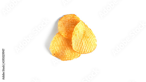 Potato chips on a white background. High quality photo
