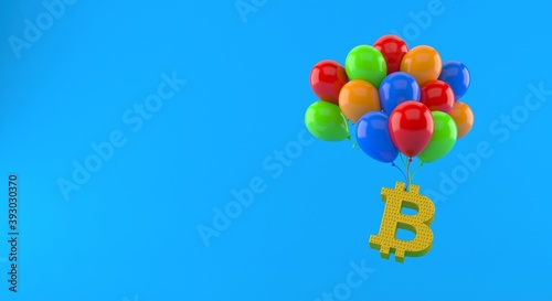 Bitcoin with colorful balloons