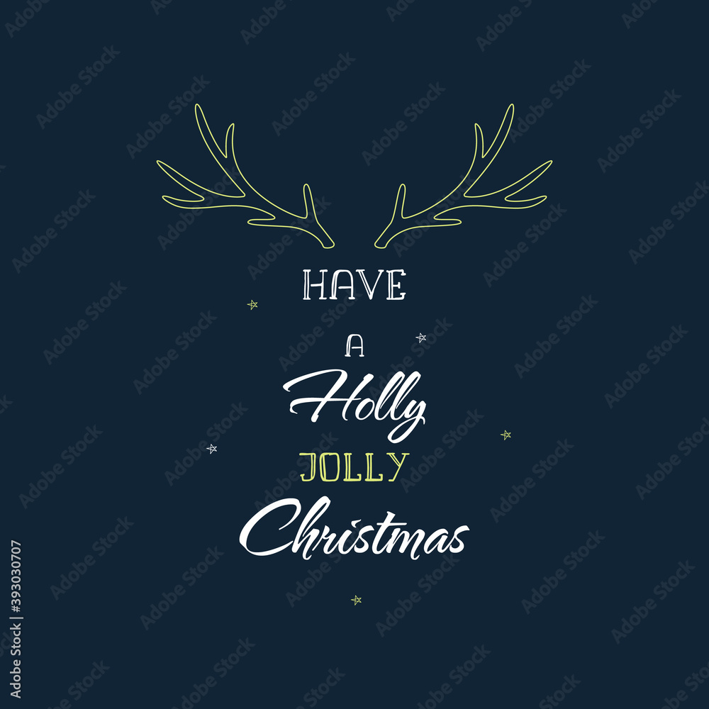 Christmas Gift Card Horns - Happe New Year - Vector Stock Illustration Christmas Gift Card Horns - Happe New Year - Vector Stock Illustration