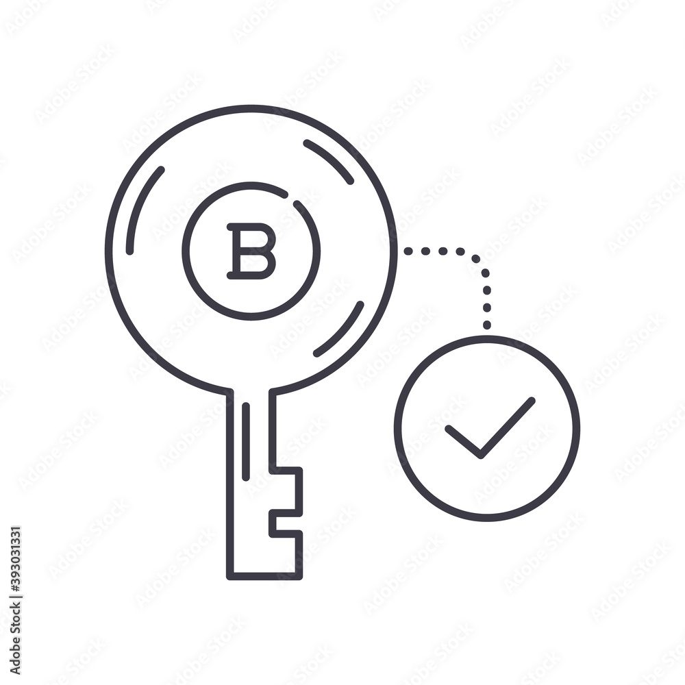 Public key icon, linear isolated illustration, thin line vector, web design sign, outline concept symbol with editable stroke on white background. Public key icon, linear isolated illustration, thin line vector, web design sign, outline concept symbol with editable stroke on white background.