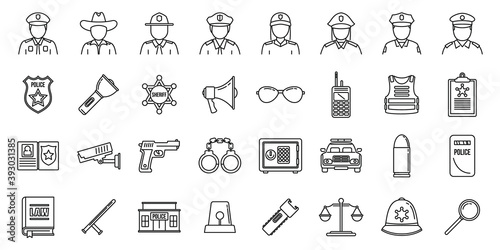 Canvas Print Guard policeman icons set