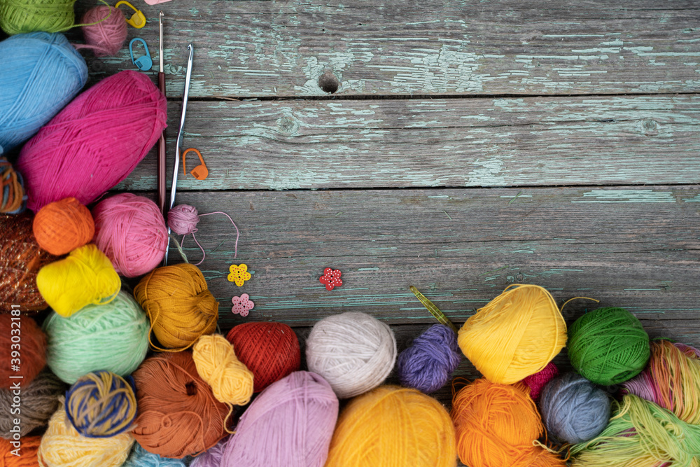 Obraz na plátně background of coils of yarn for knitting