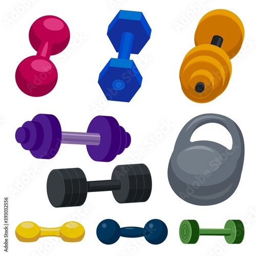Dumbell icons set. Cartoon set of dumbell vector icons for web design