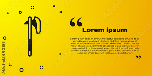 Black Medieval axe icon isolated on yellow background. Battle axe, executioner axe. Medieval weapon. Vector.
