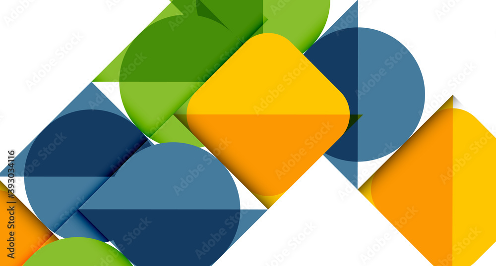 Simple circles and triangles abstract background. Vector illustration for covers, banners, flyers and posters and other designs
