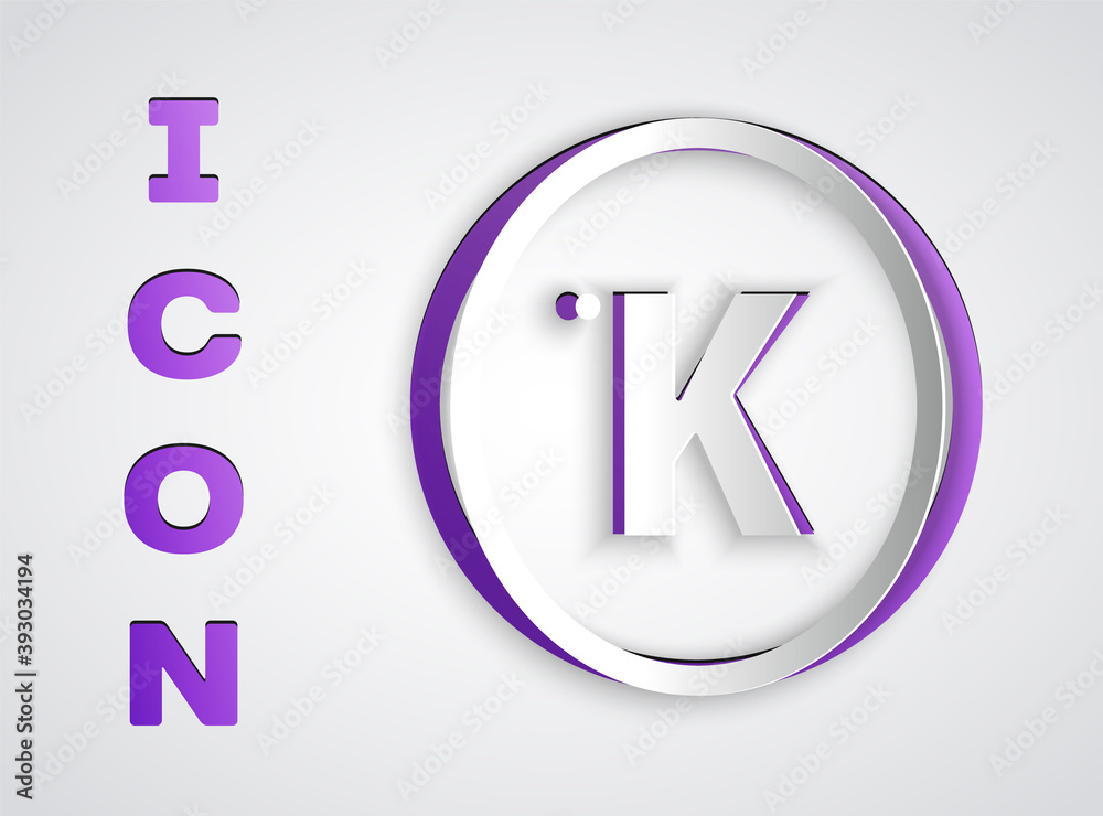 Paper cut Kelvin icon isolated on grey background. Paper art style. Vector. Paper cut Kelvin icon isolated on grey background. Paper art style. Vector.