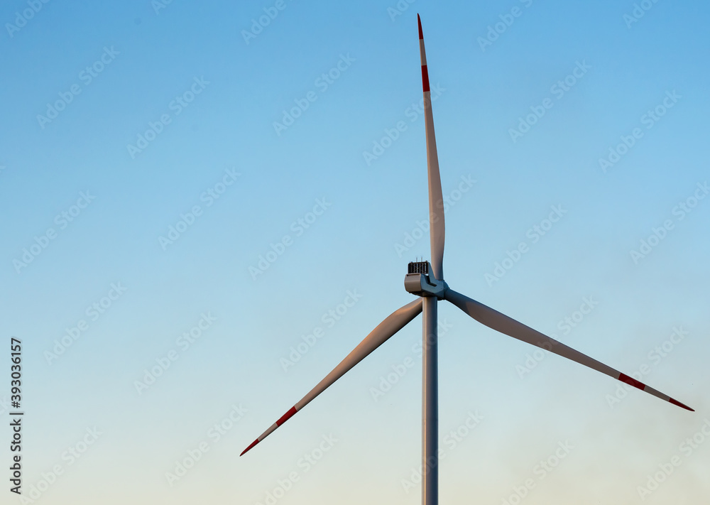 Fototapeta premium Wind turbine renewable energy source summer landscape
