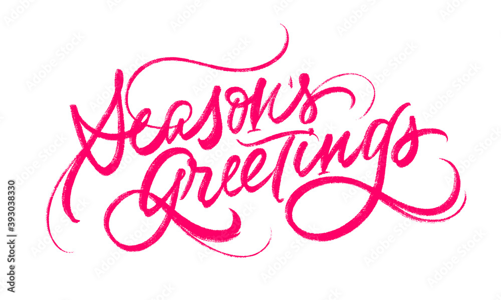 Season’s Greetings! Brush lettering. Handwritten modern calligraphy for greeting card.