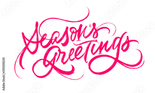 Season’s Greetings! Brush lettering. Handwritten modern calligraphy for greeting card.
