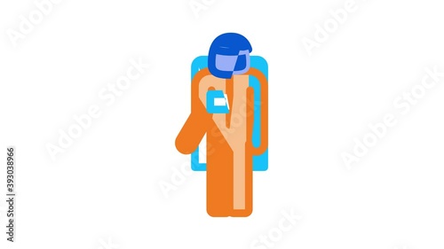 Astronaut Equipment Icon Animation Astronaut Spacesuit And Helmet, Shuttle And Satellite, Rocket And Asteroid photo