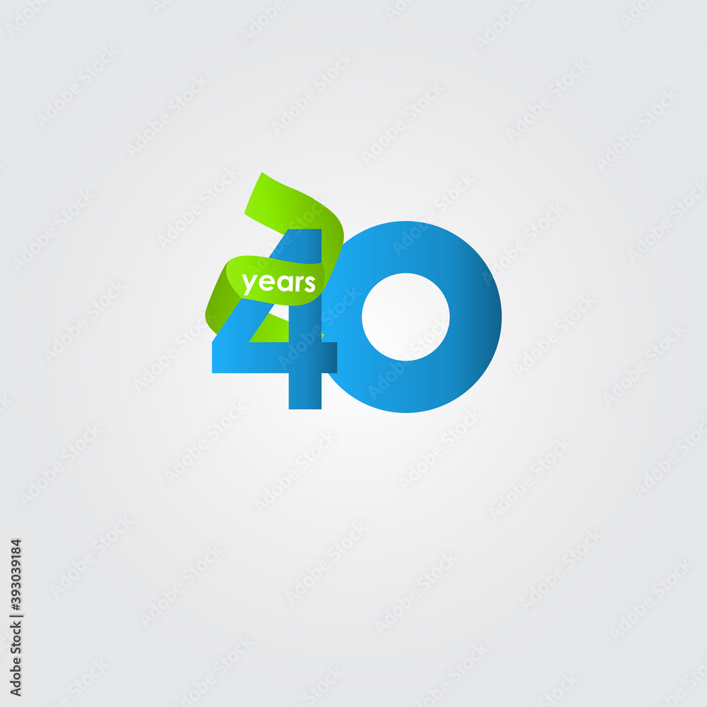 40 Years Anniversary Celebration Ribbon Vector Template Design Illustration
