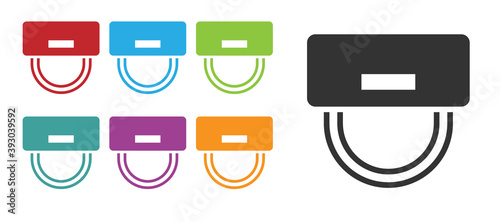 Black Bellboy hat icon isolated on white background. Hotel resort service symbol. Set icons colorful. Vector.