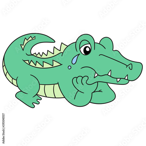 cartoon crocodile very sadly face