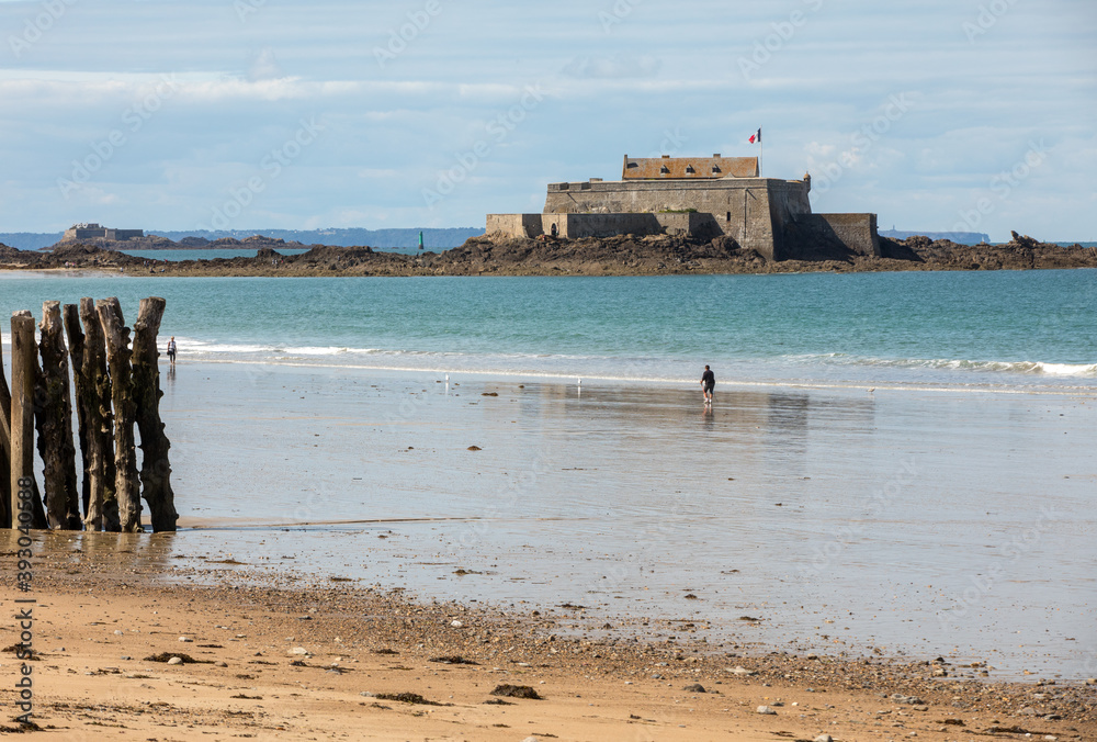  View of the Fort National and beach n Saint Malo  Brittany, France