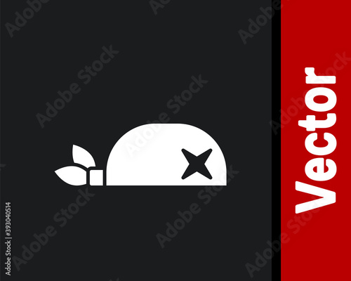 White Pirate bandana for head icon isolated on black background. Vector.